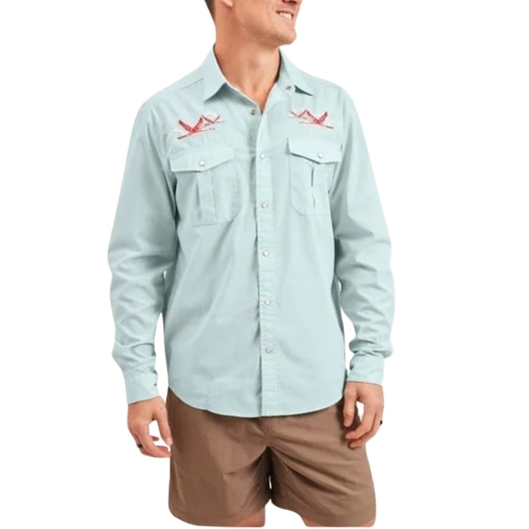 Howler Brother's "Flamingo Flight" Men's XL Gaucho Pearl Snap Western Shirt - Picture 1 of 16